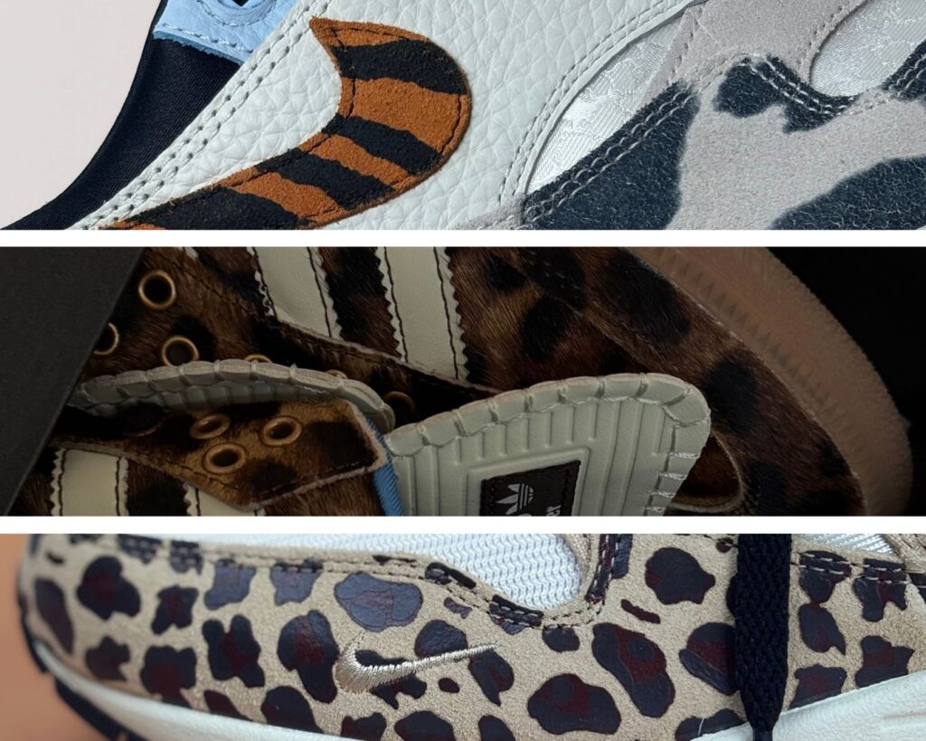 Sneakers detail foto's met dierenprint