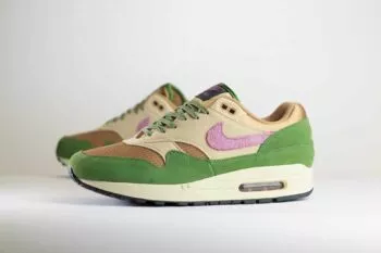 Nike Air Max 1 SH Treeline – Groen/Roze/Beige Heren/Dames/Uniseks Sneakers – Suède/Mesh - DR9773-300 – Zijkant