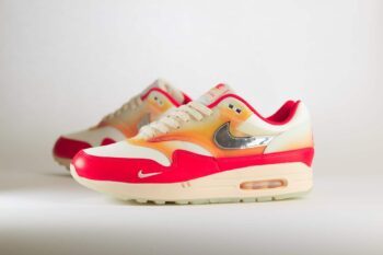 Nike Air Max 1 Sofvi (W) – Rood/Wit/Geel Heren/Dames/Uniseks Sneakers – Leer/Vinyl - FN7683-133 – Zijkant