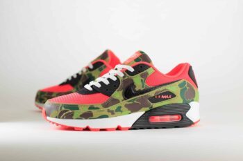 Nike Air Max 90 Reverse Camo Duck – Groen/Rood/Zwart Heren/Dames/Uniseks Sneakers – Leer/Mesh - CW6024-600 – Zijkant