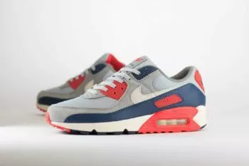 Nike Air Max 90 USA (2024) - Blauw/Grijs/Rood Heren/Dames/Unisex Sneakers - Leer/Suède/Mesh - DM0029-005 - Zijkant